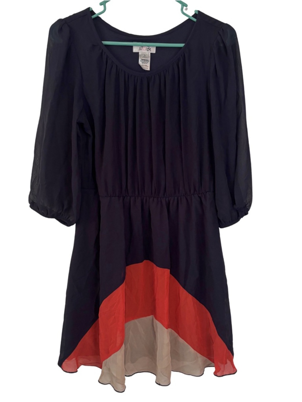 3/$20 Sweet Storm Navy Blue 3/4 Sleeve Dress